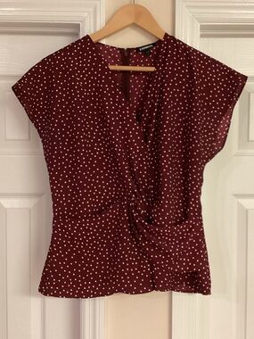 Express Maroon Polka Dot Top